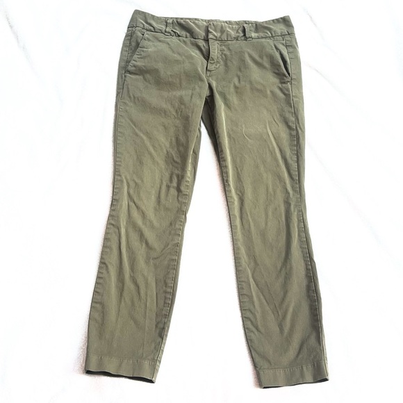 J. Crew Andie Chino Skinny Ankle Cropped Mid Rise Solid Green Size 8 Stretch - Picture 4 of 10